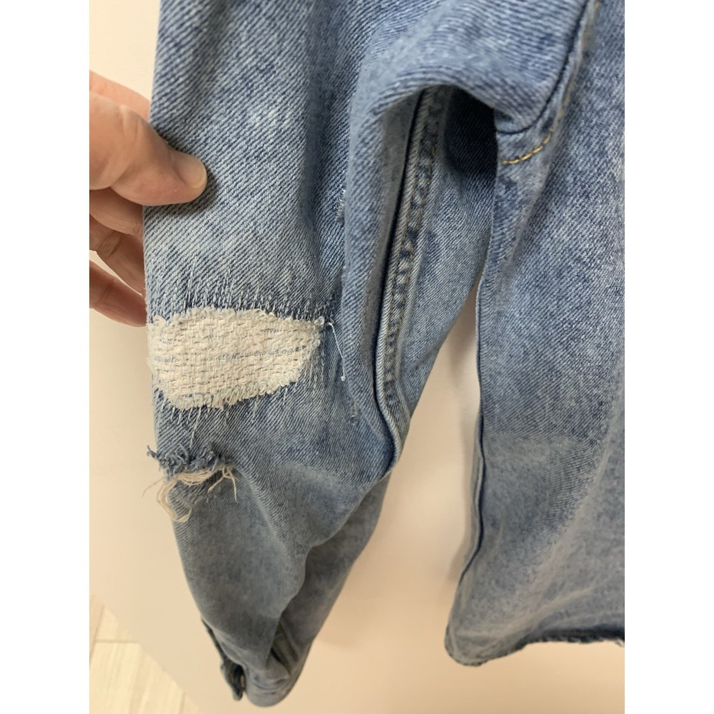 Zara Denim Shacket Mens XL Blue Metal Snap Shirt Jacket Distress Relaxed Fit - Picture 11 of 14
